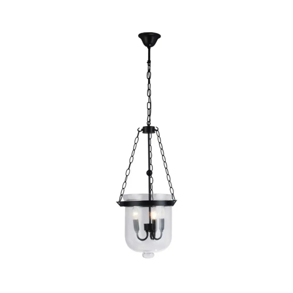 Industrial 3-Light Pendant Lamp With Adjustable Chain For Dining Room Black / 10’