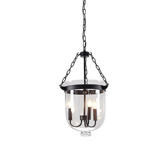 Industrial 3-Light Pendant Lamp With Adjustable Chain For Dining Room Black / 12’