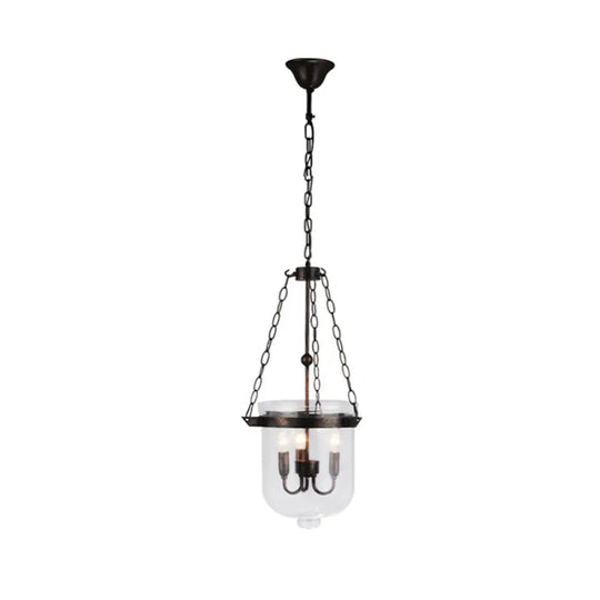 Industrial 3-Light Pendant Lamp With Adjustable Chain For Dining Room Rust / 10’