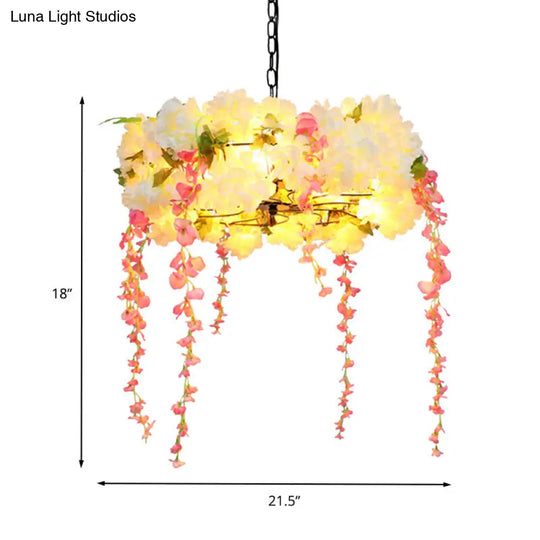 Industrial 5-Head Led Flower Metal Chandelier Light - 18’ / 21.5’ Width White Perfect For