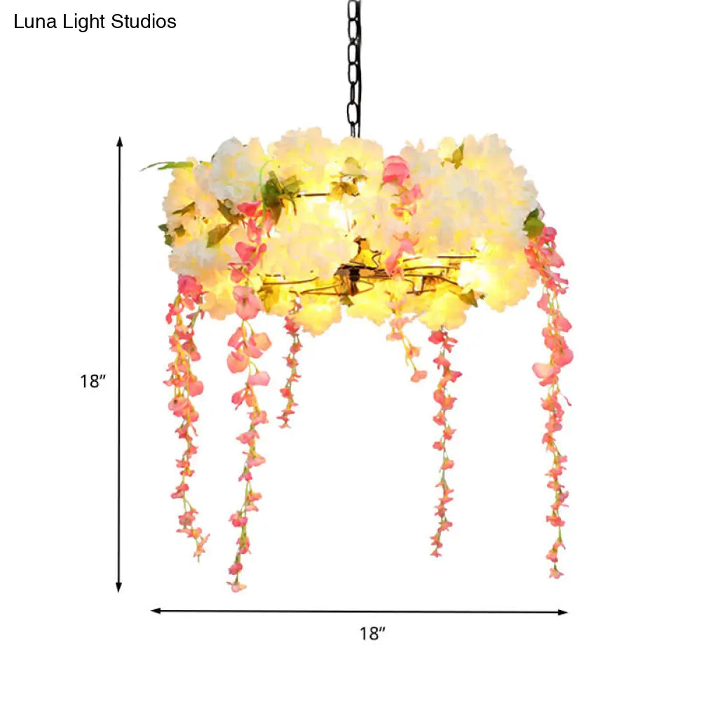 Flower Metal Chandelier Light Industrial 5 Heads Led Down Lighting 18/21.5 W White