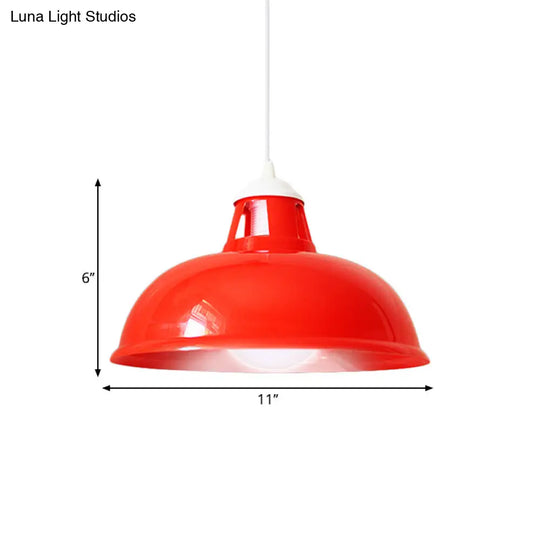 Industrial Acrylic Red Bowl Hanging Light Fixture - Contemporary Bedroom Ceiling Lamp