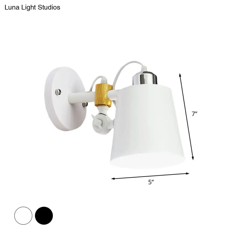 Industrial Adjustable Node Wall Lamp Sconce - Head Barrel Style White/Black Metal Lighting