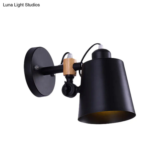 Industrial Adjustable Node Wall Lamp Sconce - Head Barrel Style White/Black Metal Lighting