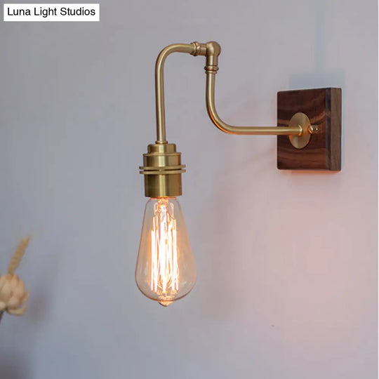 Industrial Adjustable Wall Light Fixture - Metal Gold Plated Sconce Lighting Faucet-Like Design