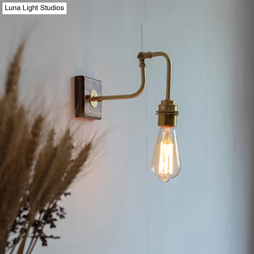 Industrial Adjustable Wall Light Fixture - Metal Gold Plated Sconce Lighting Faucet-Like Design