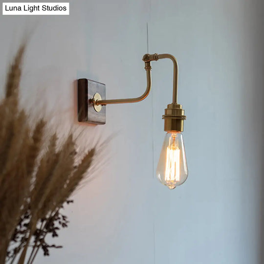 Industrial Adjustable Wall Light Fixture - Metal Gold Plated Sconce Lighting Faucet-Like Design