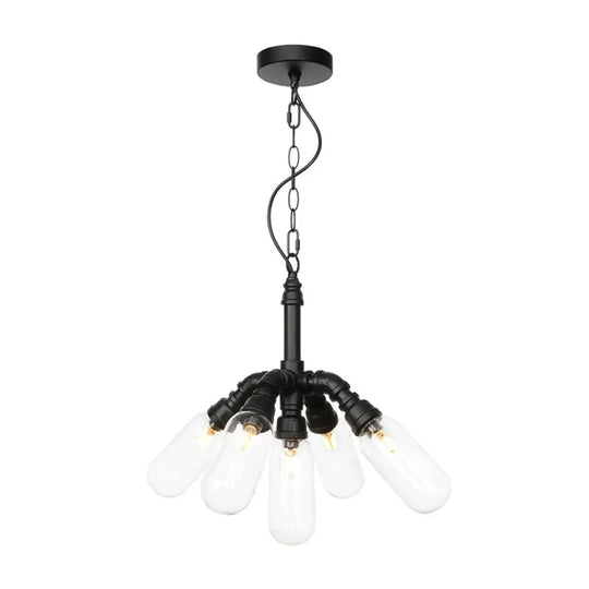 Industrial Amber/Clear Glass Hanging Chandelier With Led Lights For Dining Room - 2/3/4 Heads In