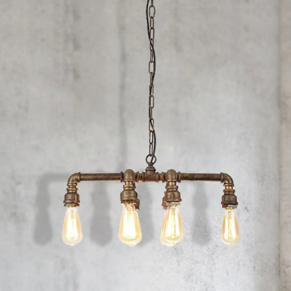 Industrial Armed Pendant Lighting In Black/Bronze Finish - 6 Lights Metal Chandelier With Chain &