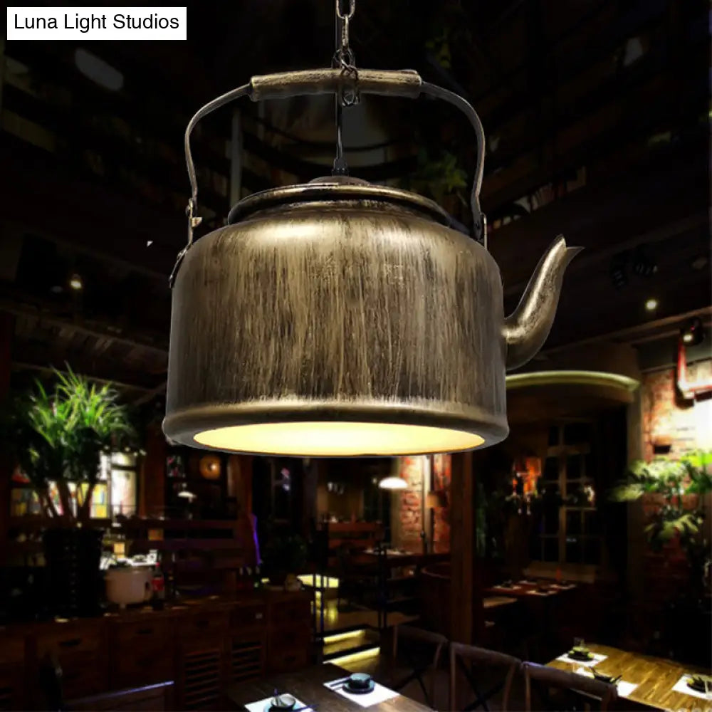 Industrial Art Deco Kettle Pendant Light Fixture - Metal Hanging Lamp