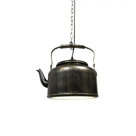 Industrial Art Deco Kettle Pendant Light Fixture - Metal Hanging Lamp Antique Brass