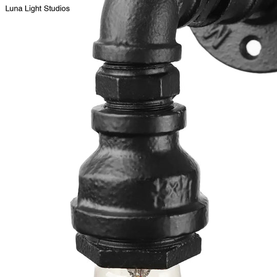 Industrial Bare Bulb Mini Wall Light In Black/Copper For Living Rooms With Metallic Water Pipe