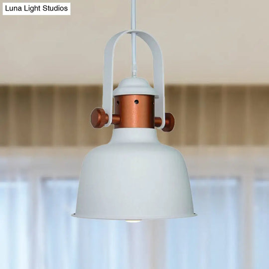 Metallic Barn Shade Pendant Lamp For Kitchen With Handle - Black/White