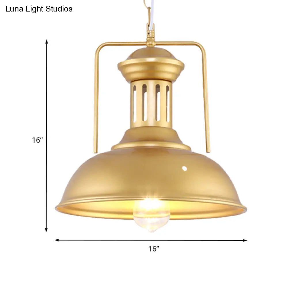 13/16 Wide Barn Shade Pendant Light: Industrial Gold-Style Hanging Lamp For Tables