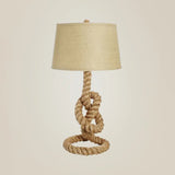 Industrial Barrel Desk Lamp With Coarse Knots Rope Base - Fabric White 1 Head Perfect For Living