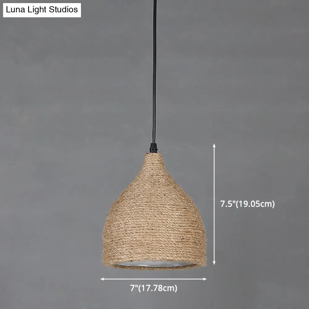 Industrial Beige Rope Pendant Lighting Fixture For Dining Rooms