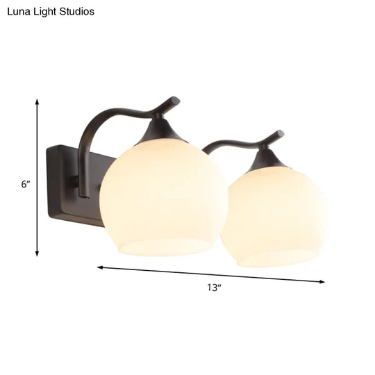 Industrial Black Bubble Frosted Glass Wall Sconce - 2-Light Living Room Lighting Fixture