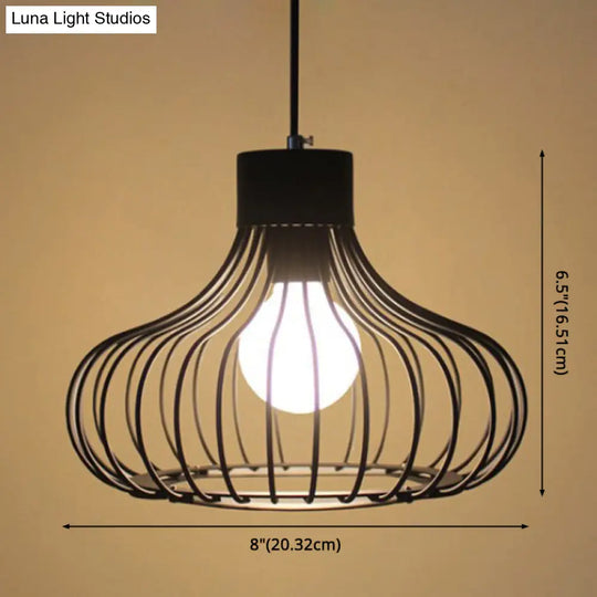 Industrial Black Cage Metal Pendant Light For Living Room Ceiling - Stylish Lighting Solution