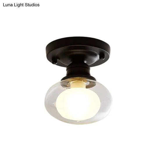 Industrial Black Ceiling Light With Clear Glass Globe Shade For Living Room