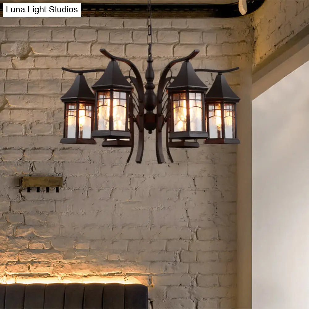 Industrial Black Ceiling Light With Clear Glass Lantern Chandelier (3/5/6 Heads) 6 /