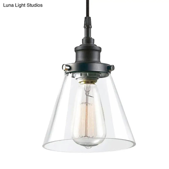 Industrial Black Ceiling Pendant Light With Clear Glass Shade For Kitchen - 1