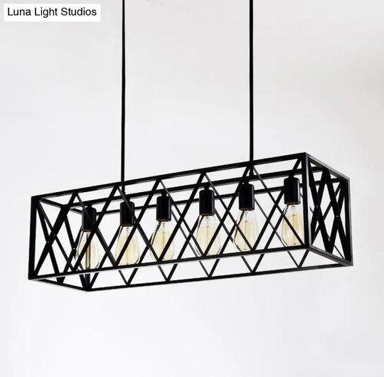 Industrial Black Cross-Framed Pendant Light For Dining Table