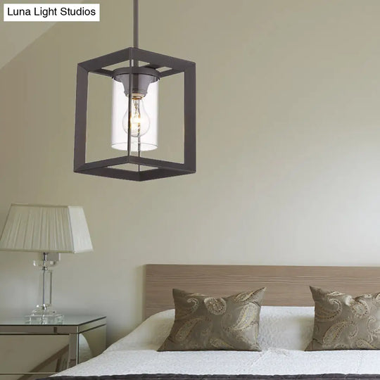 Industrial Black Glass Pendant Ceiling Light Fixture For Living Room