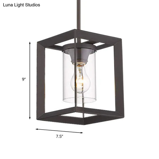 Industrial Black Glass Pendant Ceiling Light Fixture For Living Room