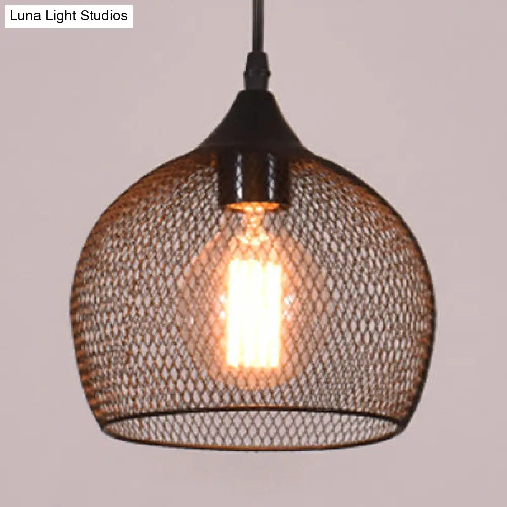 Dome Metal Pendant Lamp - Industrial Single Light Black Finish