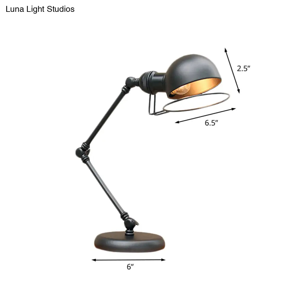 Industrial Black Dome Task Light Table Lamp With Swing Arm 6.5/8 Width