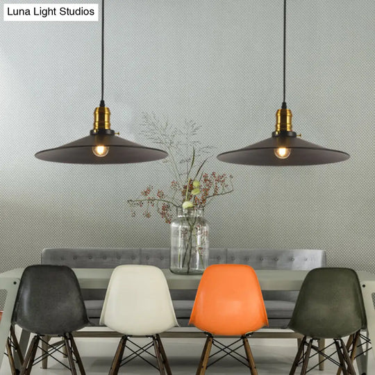 Industrial Black Single Bulb Pendant Light For Dining Room - 8.5 10 12 Width Options / 14