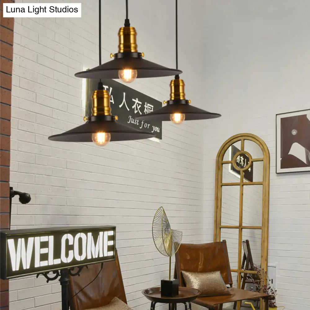 Industrial Black Flared Single Bulb Metal Pendant Light - 8.5’/10’/12’ Wide Stylish Dining