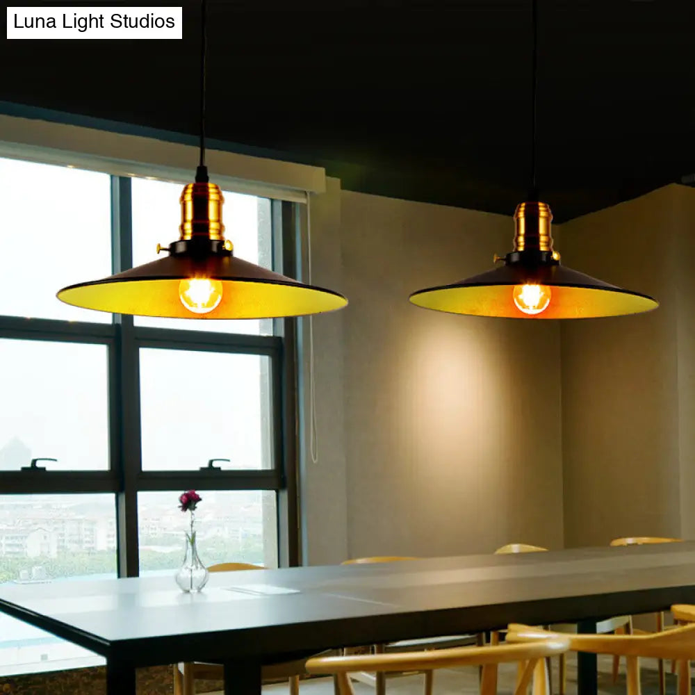 Industrial Black Single Bulb Pendant Light For Dining Room - 8.5 10 12 Width Options /