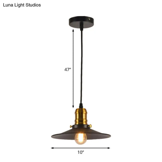 Industrial Black Single Bulb Pendant Light For Dining Room - 8.5 10 12 Width Options