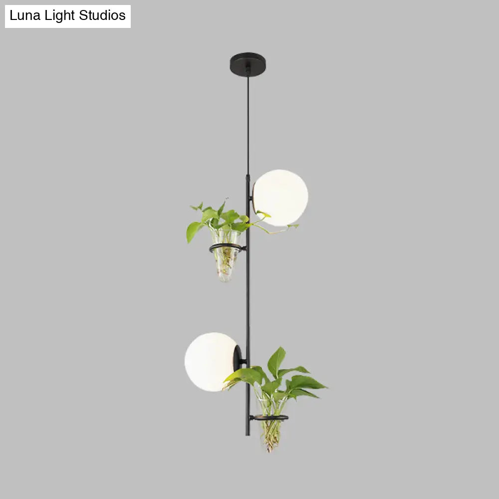 Industrial Black/Gold Led Pendant Light With Glass Shades - Sphere Cluster Design