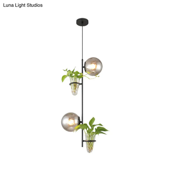Industrial Black/Gold Led Pendant Light With Glass Shades - Sphere Cluster Design