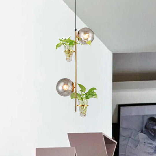 Industrial Black/Gold Led Pendant Light With Glass Shades - Sphere Cluster Design Gold / Smoke Grey