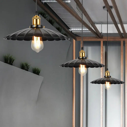 Industrial Black Iron Pendant Light With Conical Shade – Single-Bulb Suspension For Restaurants /
