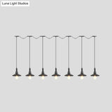 Industrial Black Iron Pendant Light With Saucer Design - Multi-Pendant Fixture 3/5/7 Heads Tandem