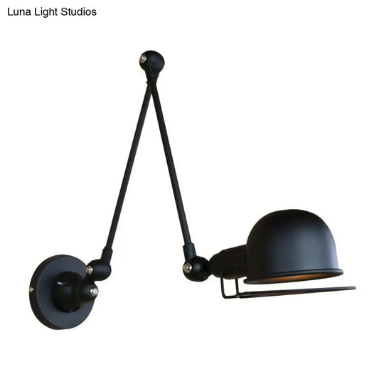 Industrial Black Iron Wall Mount Light Fixture With Rotatable Bowl 1-Light Task Frame Guard