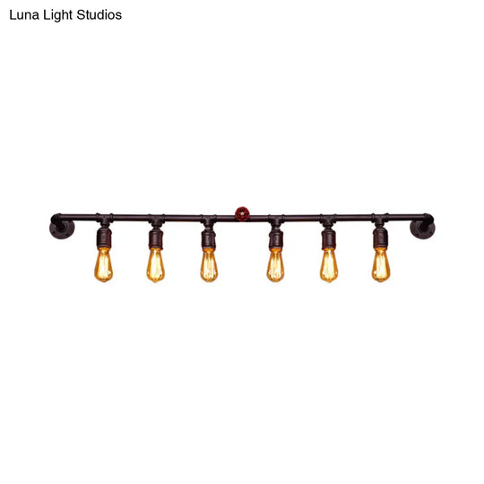 Industrial Black Iron Wall Sconce Light With Straight Pipe Design - Ideal For Living Room 2/4/6