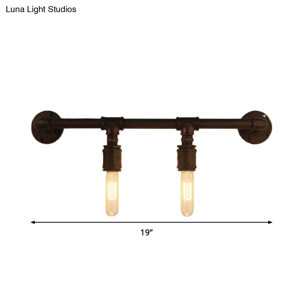 Industrial Black Iron Wall Sconce Light With Straight Pipe Design - Ideal For Living Room 2/4/6