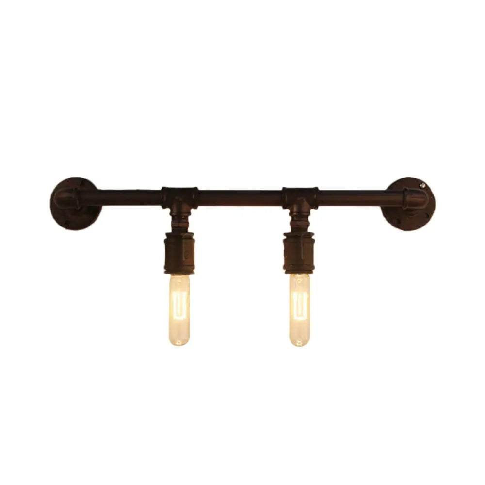 Industrial Black Iron Wall Sconce Light With Straight Pipe Design - Ideal For Living Room 2/4/6