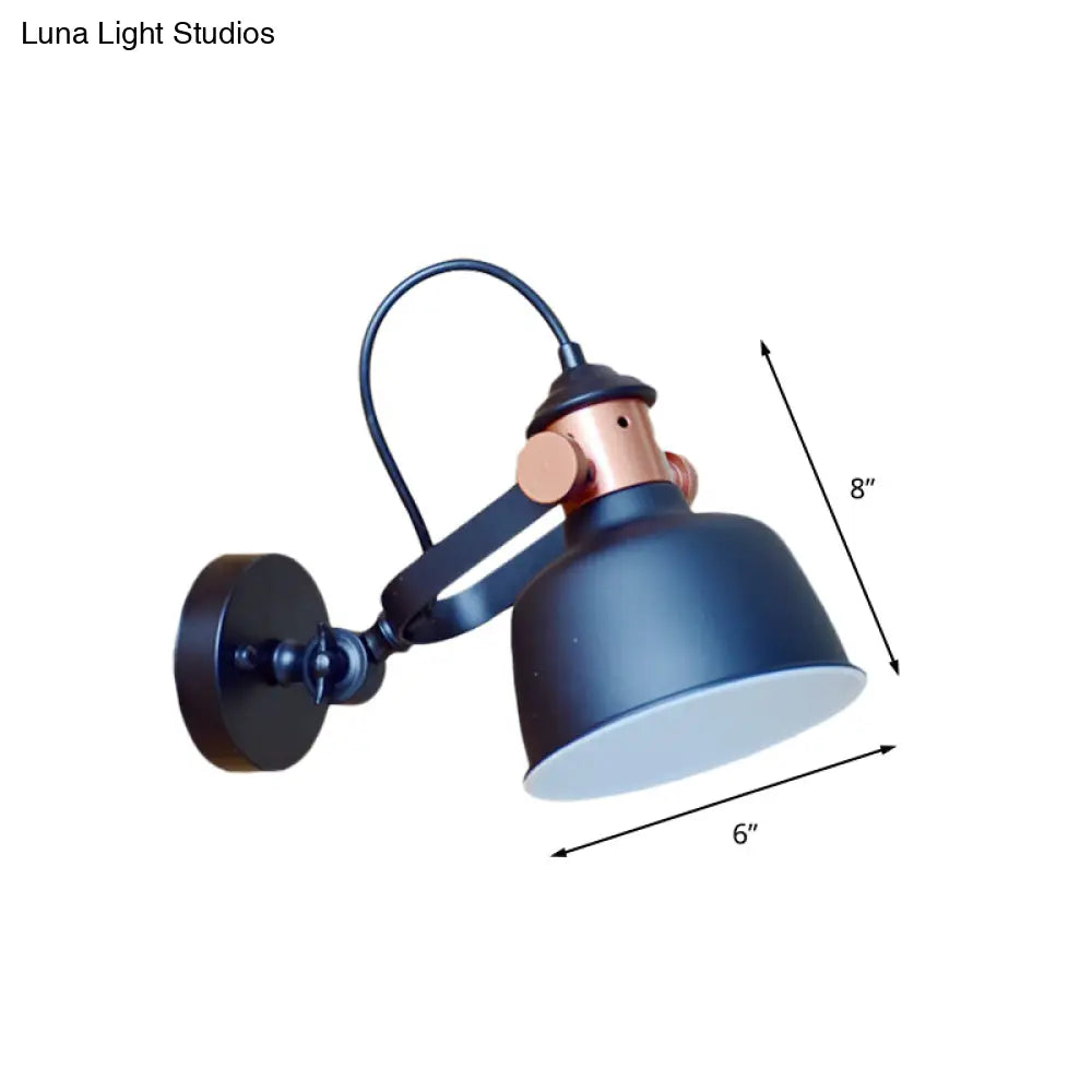 Industrial Black Iron Wall Sconce With Rotatable Handle - Bedside Or Reading Lamp Fixture