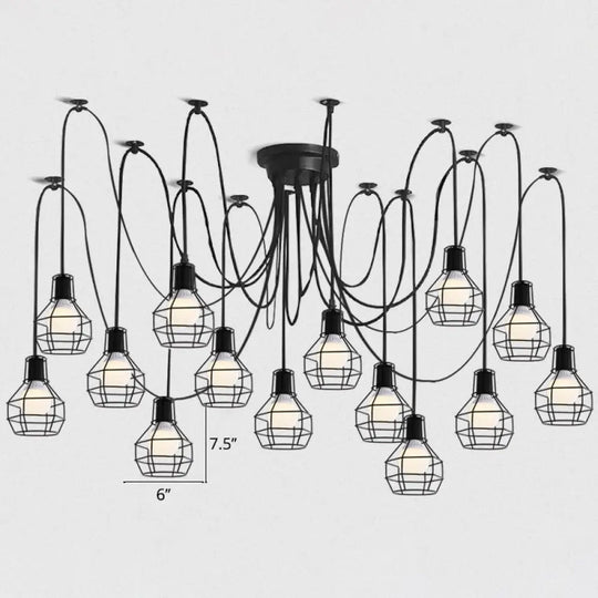 Industrial Black Iron Wire Ball Cage Pendant Lamp For Dining Room 14 /