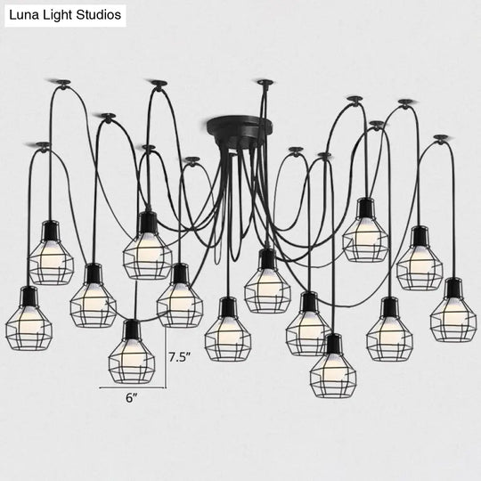 Black Industrial Wire Ball Cage Pendant Lamp Dining Room Swag Lighting 14 /