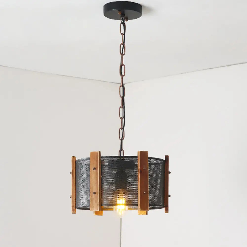 Industrial Black Metal Hanging Lamp Kit - 1 Head Drum/Conic Frame Pendulum Light 11’/19’ Wide / 11’