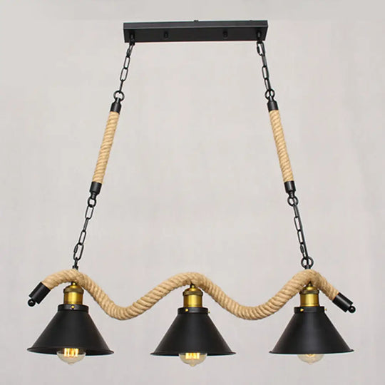 Industrial Black Metal Island Chandelier Cage Restaurant Light Fixture 3 /