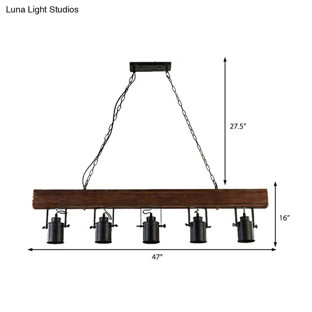 Industrial Black Metal Island Light Fixture - 5-Light Kitchen Hanging Lamp