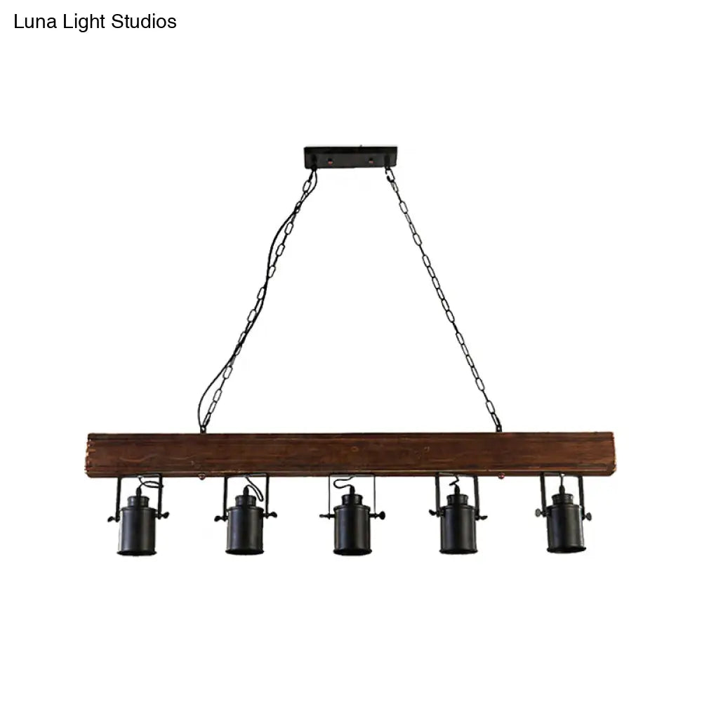 Industrial Black Metal Island Light Fixture - 5-Light Kitchen Hanging Lamp